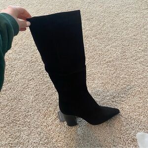 NWT Vince Camuto Black Suede Knee High Heel Boots